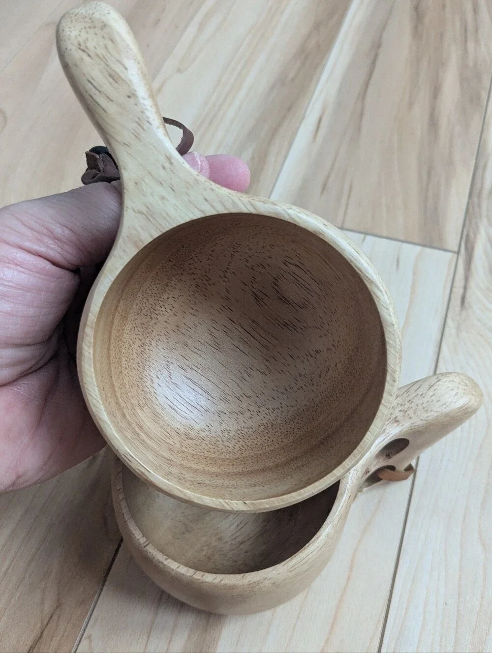 Nordic Wooden Drink Cup Two Fingers - Kuksa (Made in Finland) Set Of 2